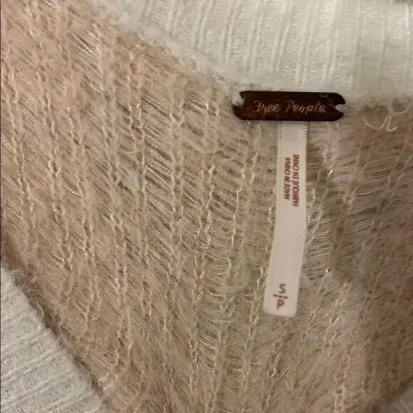 Free People Chic Argyle Tan White V-Neck Sweater - Picture 4 of 10